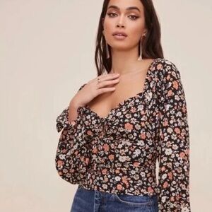 NWT ASTR The Label Smocked Floral Top
